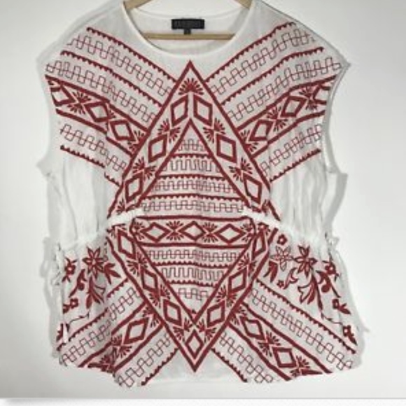 Eloquii Tops - Eloquii 16 Blouse Embroidered BOHO Tie Sides O3